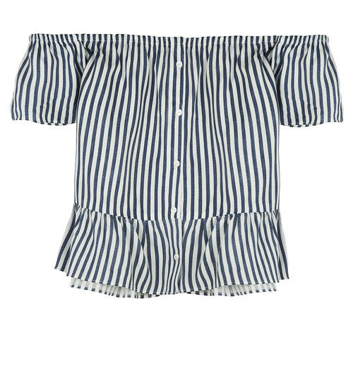 Top de rayas sin hombros de Bershka de la colección de verano 2017