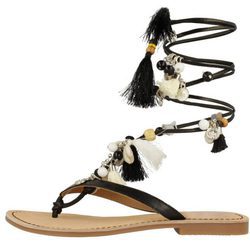 Sandalias boho con tiras negras de la colección 'Bali' de Gioseppo