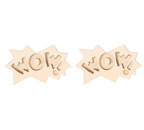 Pendientes con diseño 'Wow' en oro rosa de la colección ' The Powerpuff Girls x Apodemia'