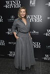 Elizabeth Olsen con vestido largo gris