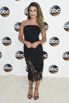 Lea Michele con vestido negro con apliques de colores