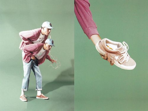 Modelo melocotón de la nueva colección 'The One Star x Golf le Fleur' de Converse