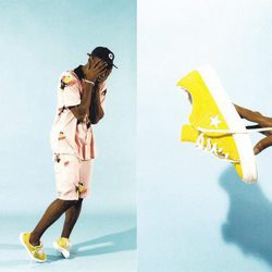 Modelo amarillo de la nueva colección 'The One Star x Golf le Fleur' de Converse