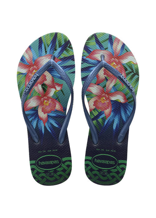 Chanclas tropicales de Havaianas en colores verdes y azules