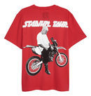 Camiseta de color rojo con estampado de moto de la colección de H&M con Justin Bieber
