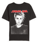 Camiseta negra con rostro de Justin bieber para su colección con H&M