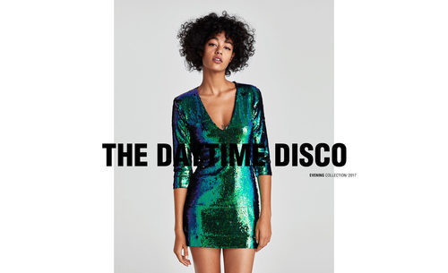 Vestido de lentejuelas bicolor de la colección 'Night Out' de Zara