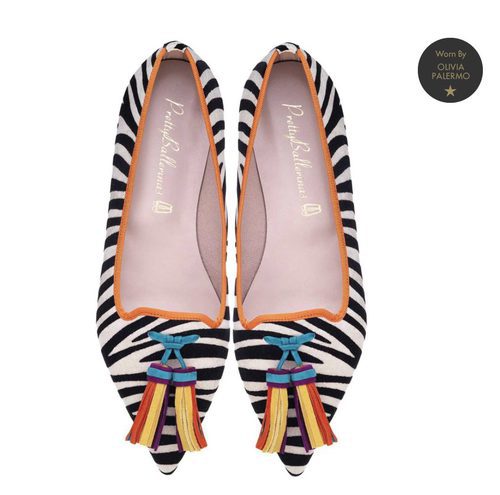 Bailarinas con estampado de cebra de Pretty Ballerinas de la colección de verano 2018 por Olivia Palermo