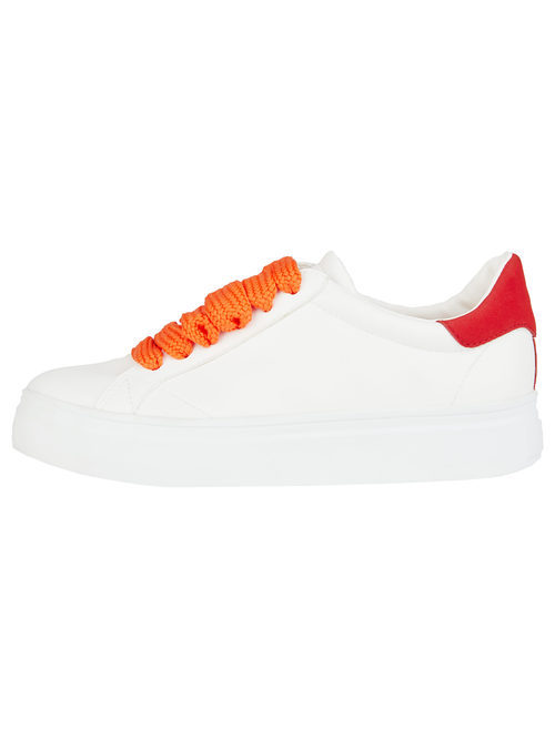 Sneakers blancos con cordones naranjas para mujer de la colección de Primavera-Verano 2018 de Esprit