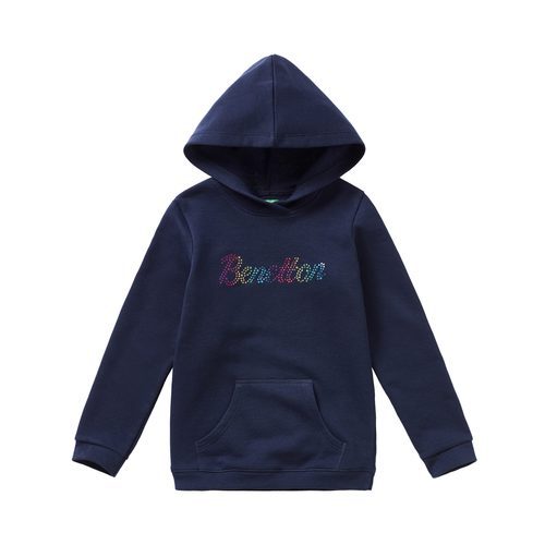 Sudadera azul marino con logo Benetton para niña de la colección de Primavera 2018 de Benetton