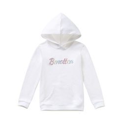 Sudadera blanca con logo Benetton para niña de la colección de Primavera 2018 de Benetton