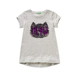 Camiseta gris con lentejuelas para niña de la colección de Primavera 2018 de Benetton