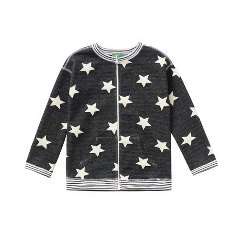 Sudadera gris con estrellas para niña de la colección de Primavera 2018 de Benetton