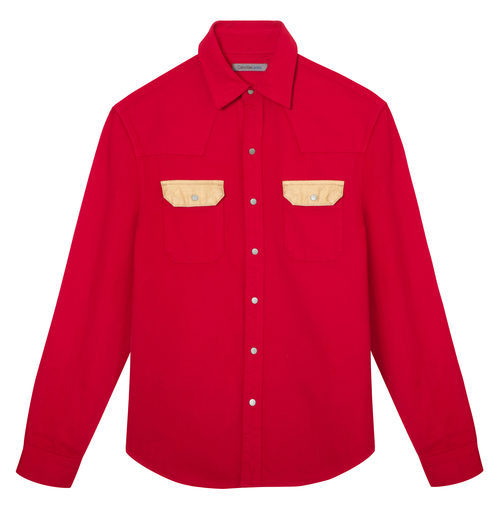 Camisa masculina roja de Calvin Klein de la colección primavera jeans 2018