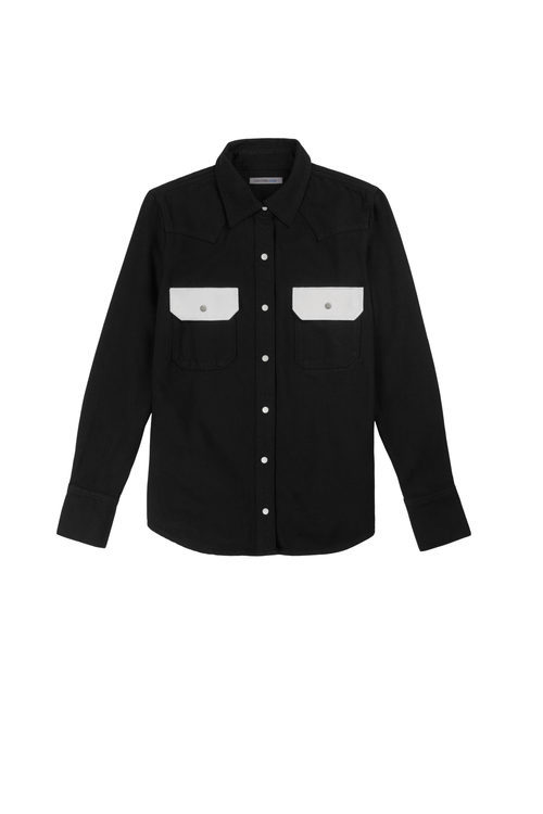 Camisa negra femenina de Calvin Klein de la colección primavera jeans 2018