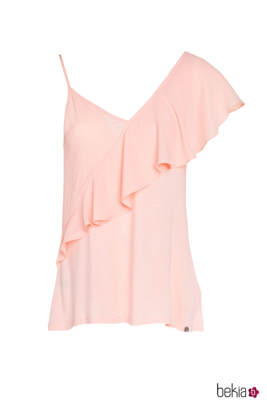 Top asimétrico con volantes de la colección de Primavera/Verano 2018 de Salsa