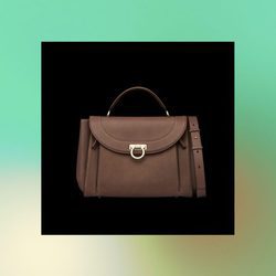 Bolso marrón frontal de la colección Pre-Spring 2018 de Salvatore Ferragamo