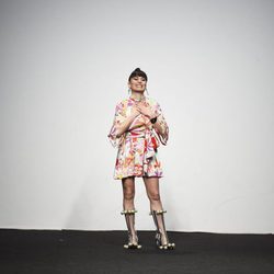 María Escote presentando la campaña otoño/invierno 2018/2019 en la Madrid Fashion Week