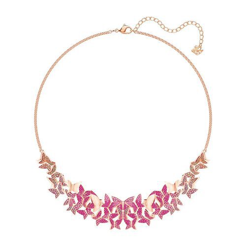 Gargantilla dorada Lilia con cristales púrpuras y rosas de la colección Swarovski primavera/verano 2018