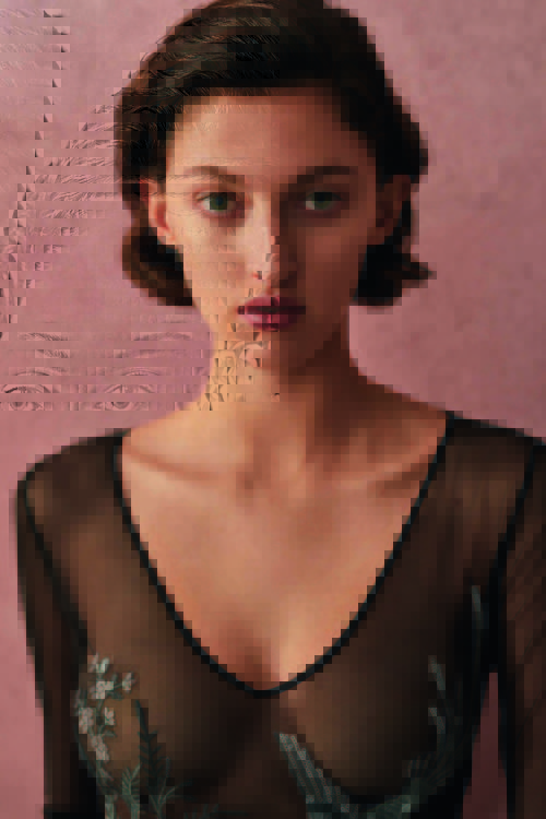 Body transparente con bordado de pájaro de la colección de Oysho primavera/verano 2018