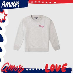Sudadera gris con letras rosas estampadas de la colección TommyXLove para San Valentín de Tommy Hilfiger