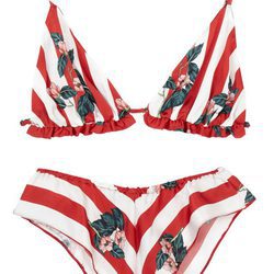 Bikini de rayas rojas y blancas con estampado de flores de Asos para San Valentín 2018