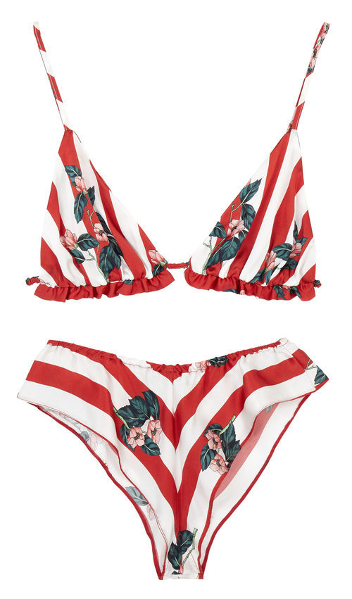 Bikini de rayas rojas y blancas con estampado de flores de Asos para San Valentín 2018