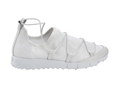 Zapatilla deportiva blanca con tiras elasticas de la Nueva Colección de Jimmy Choo 2018