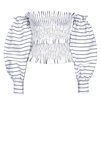 Blusa blanca a rayas negras con mangas oversize de Pinko 2018
