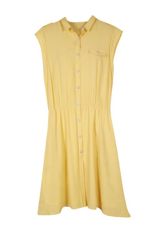 Vestido corto amarillo fluido de Dándara de la nueva colección "World Musics" 2018