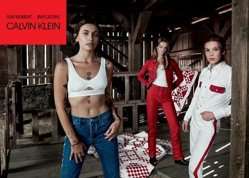 Paris Jackson, Millie Bobby Brown y Lulu Tenney con prendas de la colección de Calvin Klein #MYCALVINS para primavera 2018