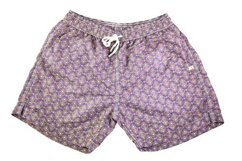Bañador morado con estampados abstractos de colores de Naïve para el verano 2018