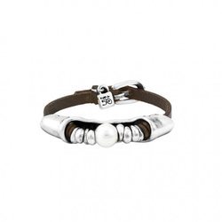 Pulsera de cuero marrón y plata de Unode50 primavera/verano 2018