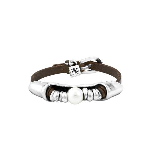 Pulsera de cuero marrón y plata de Unode50 primavera/verano 2018
