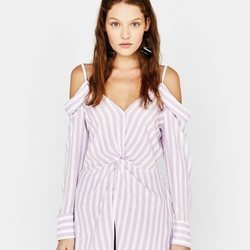 Blusa a rayas blancas y rosas de Bershka para la primavera/verano 2018