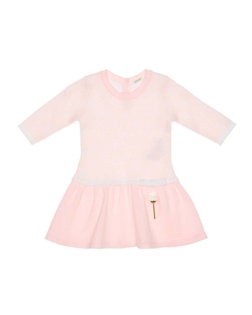 Vestido rosa para bebé de manga larga de la nueva colección de primavera de Benetton 2018