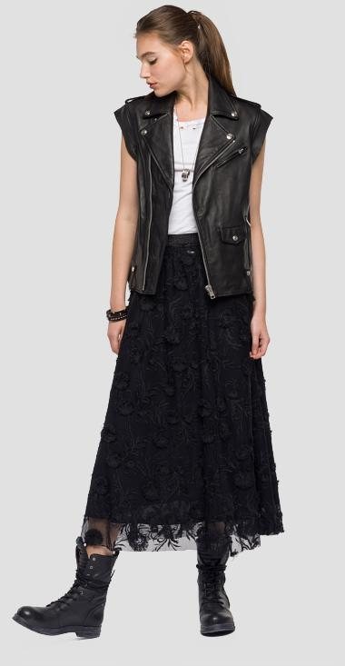 Chaleco en color negro de cuero de la nueva colección primavera/verano 2018 de Replay