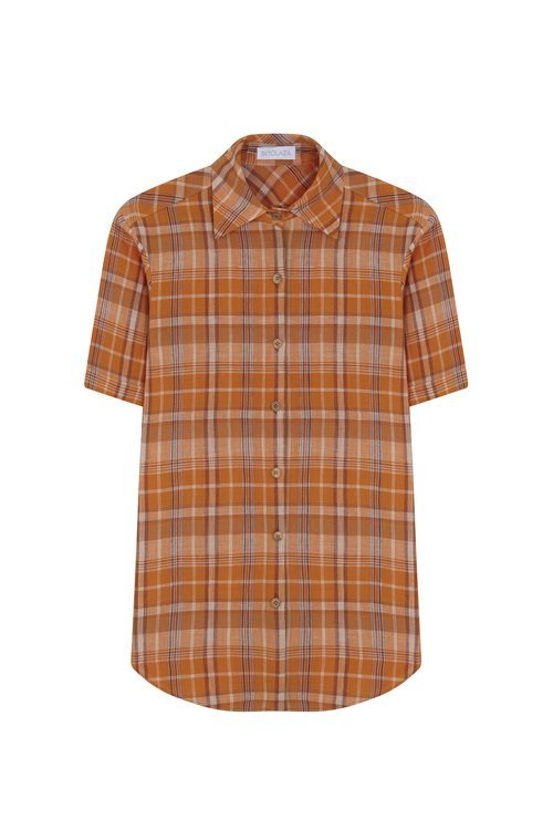 Camisa de mujer de cuadros naranjas de la nueva coleccion primavera/verano 2018 de Betolaza