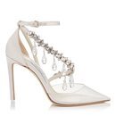 Zapatos de tacón de satén con cristales en las tiras de Jimmy Choo Bridal 2018