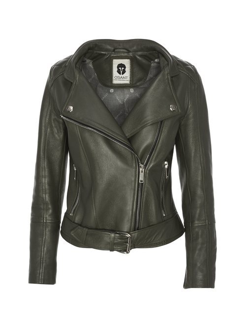 Chaqueta de cuero suave en color verde oliva de la nueva colección primavera/verano 2018 de Osant