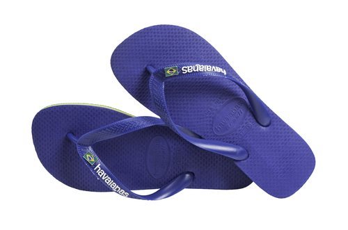 Chanclas en color azul con las tiras en azul de los nuevos diseños de Havaianas Brasil Layers 2018