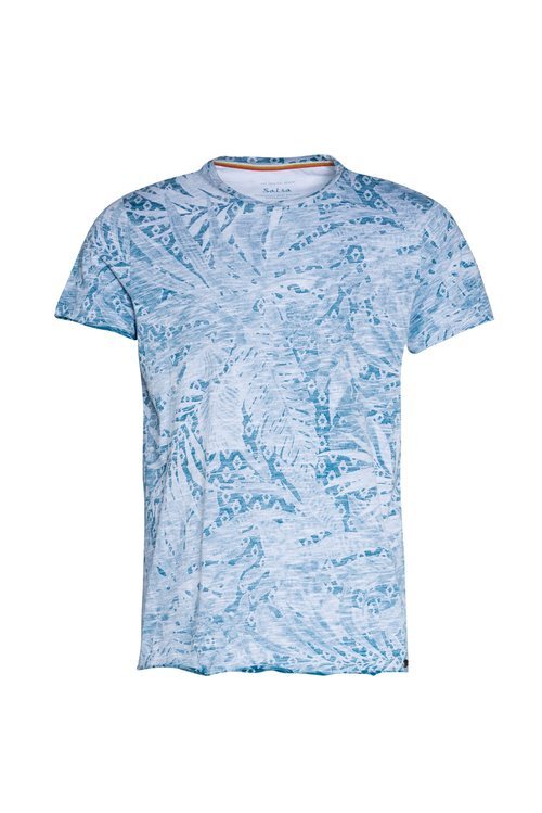 Camisa azul con estampados de plantas de Salsa para la primavera 2018
