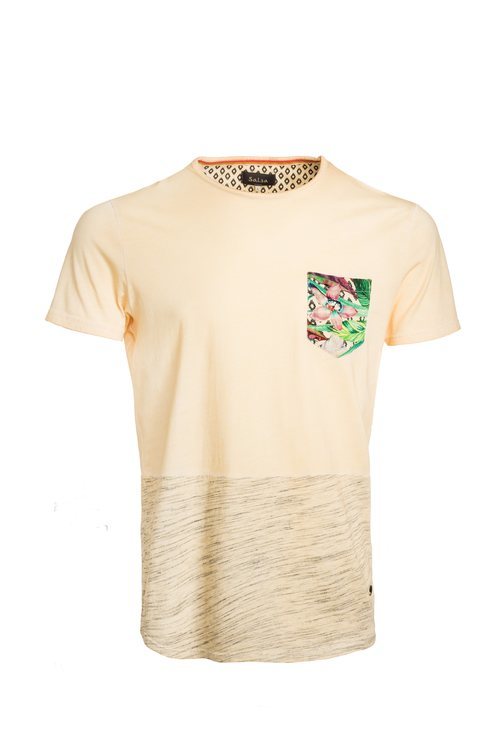 Camisa amarilla con el bolsillo de estampado tropical de Salsa para la primavera 2018