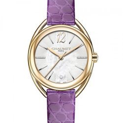 Reloj de piel de cocodrilo teñida de morado de la colección Liens Lumière de Chaumet