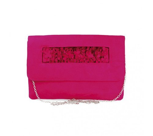 Bolso fucshia con cadena plateada de la nueva colección primavera/verano 2018 de Carolina Boix