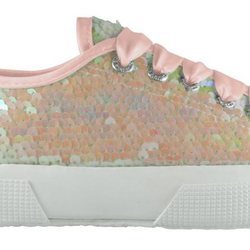 Zapatilla con lentejuelas de la nueva línea en tonos pastel de Superga
