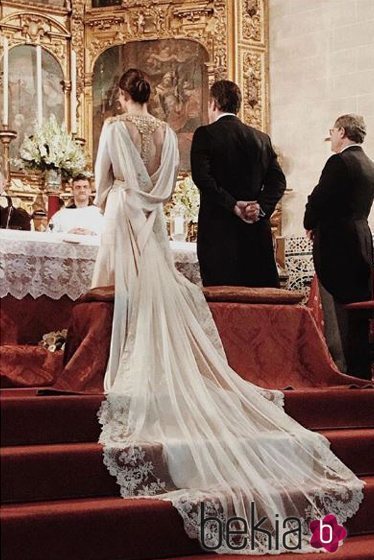Vestido de Irene Salido con el que Laura Ponte ha debutado en la moda nupcial