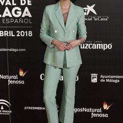 Belén Cuesta con un traje color verde menta en el Festival de Cine de Málaga 2018