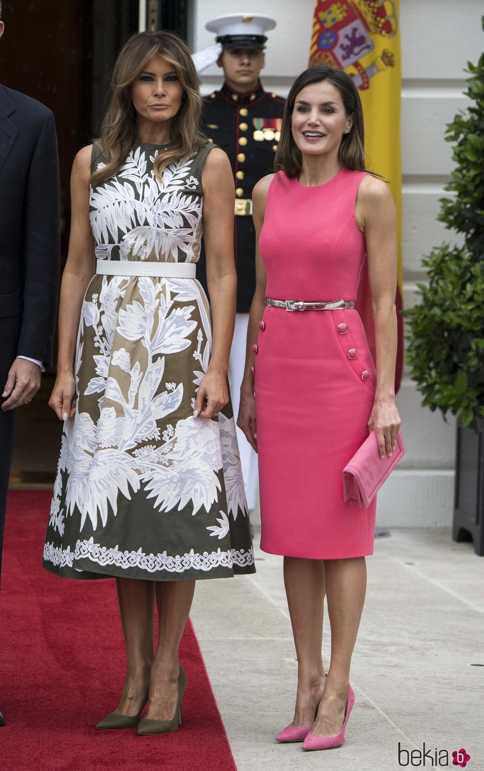 La Reina Letizia vestida de Michael Kors junto a Melania Trump en su visita oficial a la Casa Blanca