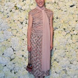 Raquel Sánchez Silva con un vestido rosa cuarzo en un evento de Harper's Bazaar